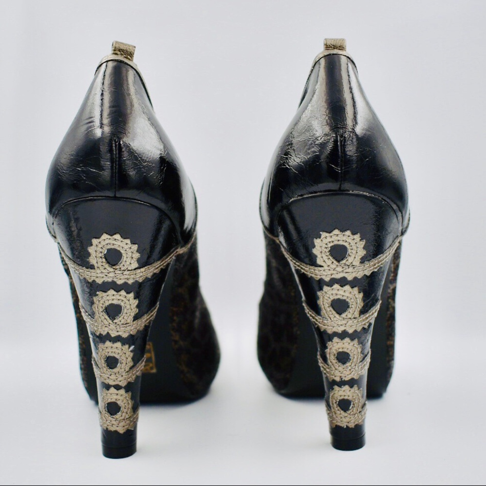 Not Rated Leopard Print Black Patent Heels - Picture 5 of 8